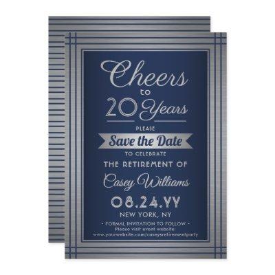 ANY Number Retirement Party Cheers Navy and Silver Save The Date