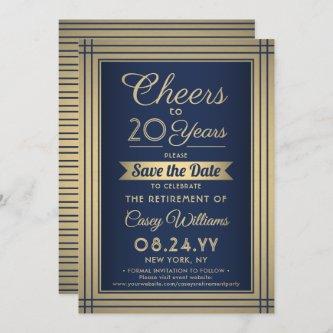 ANY Number Retirement Party Cheers Navy Blue Gold Save The Date