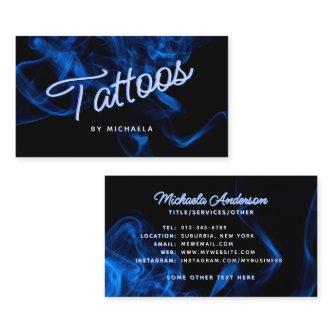 *ANY TEXT* Modern Blue Neon & Smoke Tattoo