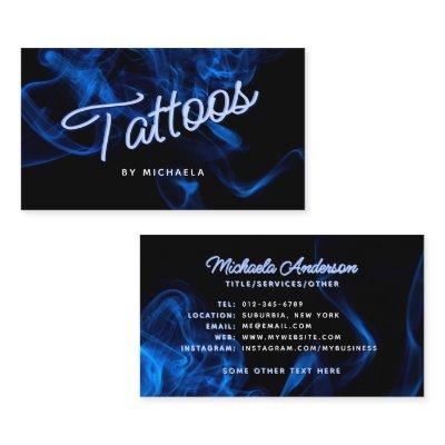 *ANY TEXT* Modern Blue Neon & Smoke Tattoo