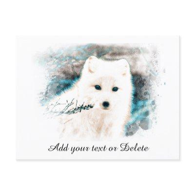 *~* AP18 Twig Snow Fox White Fox Polar Arctic Postcard