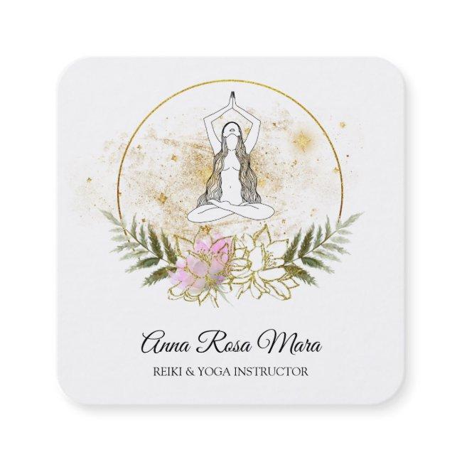 *~* AP32 Pink Lotus Yoga Woman QR Logo Square