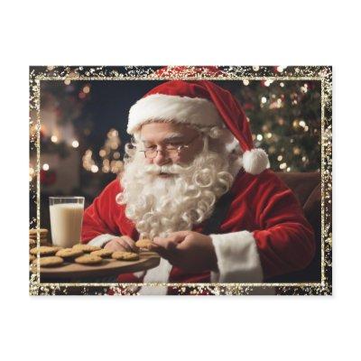 *~* AP44 Christmas Santa Cookies Milk PHOTO  Holiday Postcard