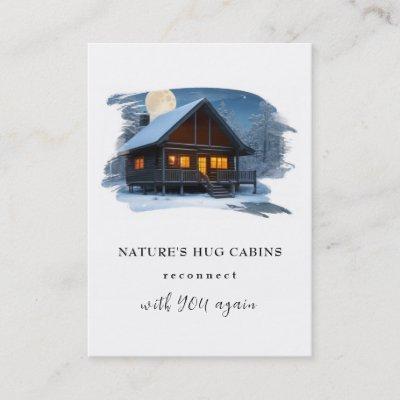 *~* AP49  Rustic Cabin Cottage QR Snowy Moon