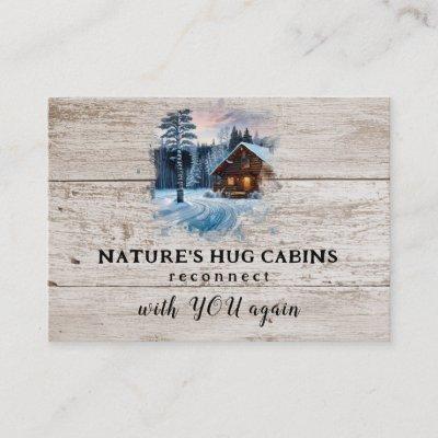 *~* AP49  Rustic Cabin QR Wood Planks Winter