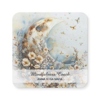 *~* AP70 Ethereal Crescent Moon Flowers QR Floral Square