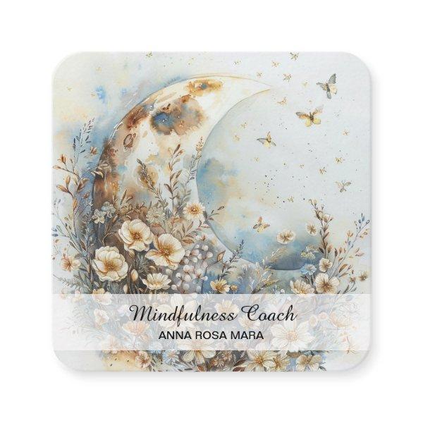 *~* AP70 Ethereal Crescent Moon Flowers QR Floral Square