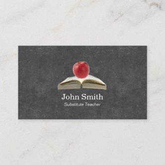 Apple & Book Chalkboard Background Teacher