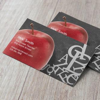 Apple & Random Alphabets Chalkboard School Teacher