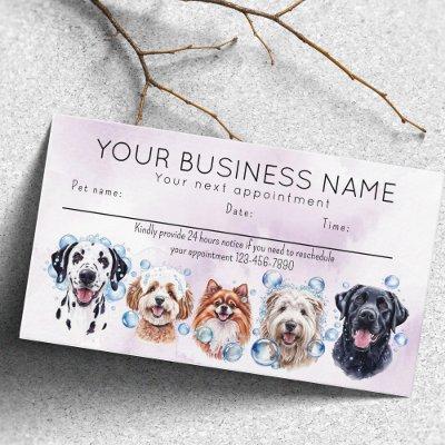 Appointment card watercolor dogs bubbles