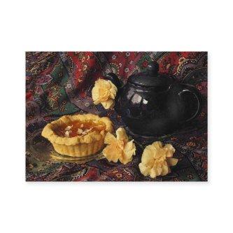 Apricot Tart with Teapot and Carnations ATC