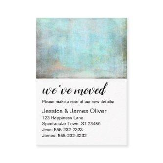 Aqua and Brown Grunge We've Moved Handout Card
