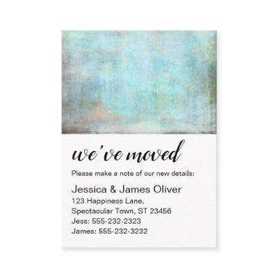 Aqua and Brown Grunge We've Moved Handout Card
