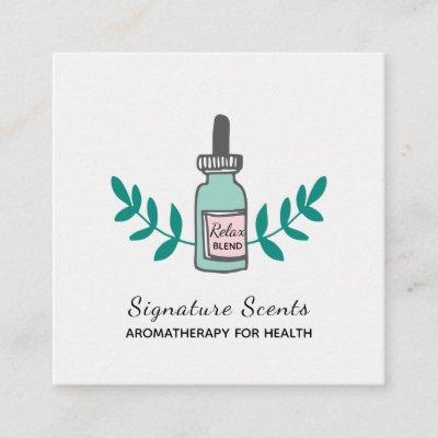 Aqua and Pink Aromatherapy Bottle Logo Square
