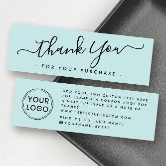 Aqua blue business logo thank you insert card