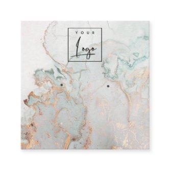 Aqua Blue Gold Agate Marble Logo Earring Display Square