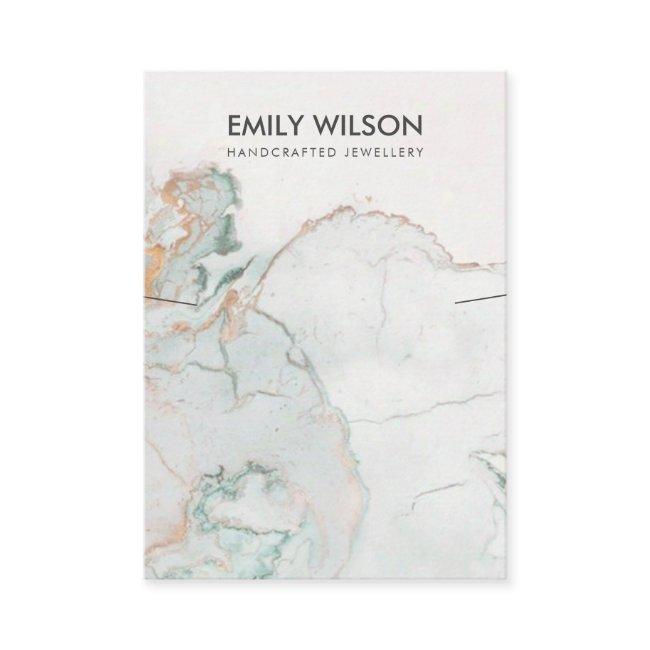 AQUA BLUE GOLD AGATE MARBLE NECKLACE DISPLAY CARD
