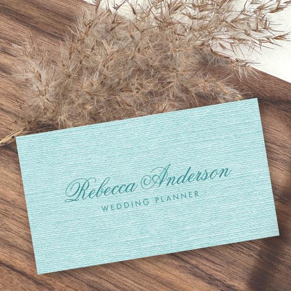 Aqua blue linen chic trendy pretty script