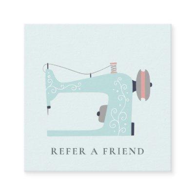 AQUA BLUE PEACH PINK SEWING MACHINE REFER A FRIEND SQUARE