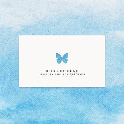 Aqua Blue Watercolor Butterfly Logo Elegant Simple