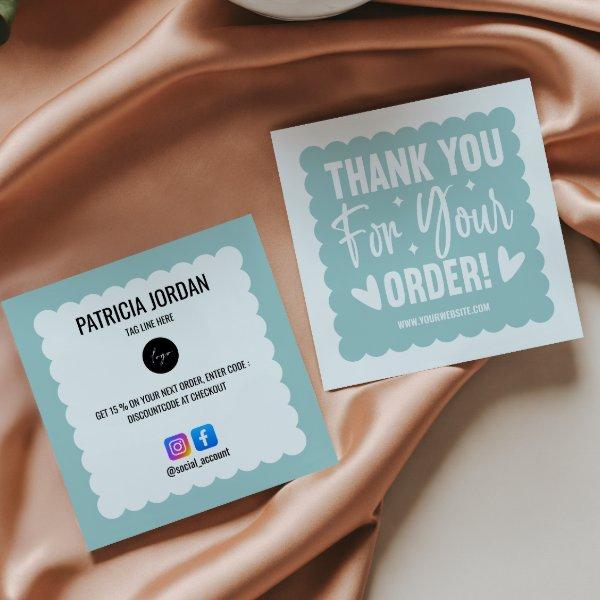 Aqua Blue Wave Order Thank you LOGO Social Icon  Square