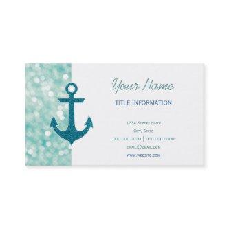 Aqua Bokeh Nautical Glitter Anchor