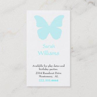 Aqua Butterfly Silhouette Girl's Calling Card