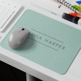 Aqua Chic | Minimal Leather Look Mouse Pad