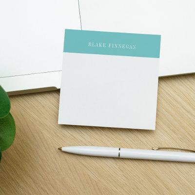 Aqua Colorblock Border | Personalized Post-it Notes