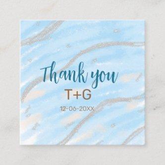 Aqua gold thank you add couple name date year text square