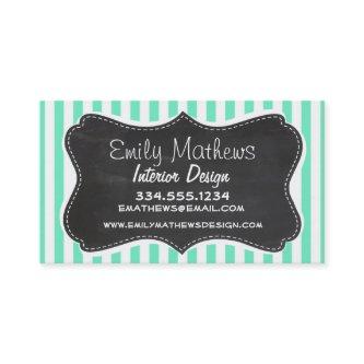 Aquamarine Seafoam Green Stripes; Chalkboard look