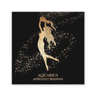 *~* AQUARIUS Zodiac Astrology Reading Gold & Black Square