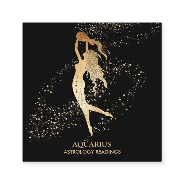 *~* AQUARIUS Zodiac Astrology Reading Gold & Black Square