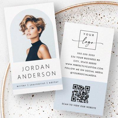 Arch photo modern minimal light dusty blue QR logo