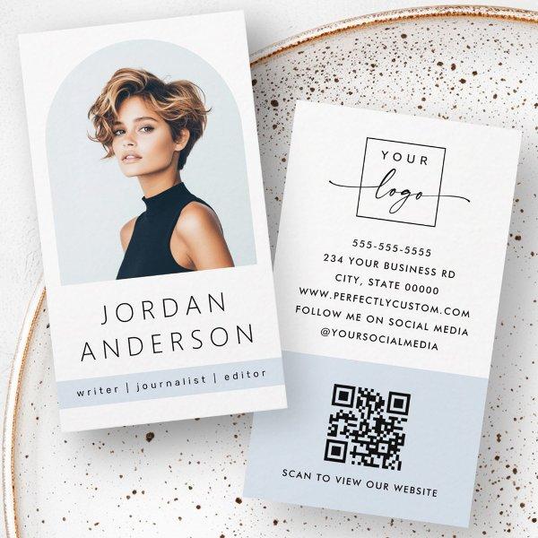 Arch photo modern minimal light dusty blue QR logo