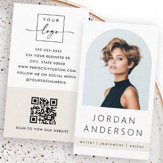 Arch photo modern minimal light tan QR logo