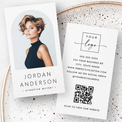 Arch photo modern minimalist QR code logo white