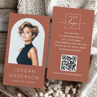 Arch photo modern QR code logo terracotta brown