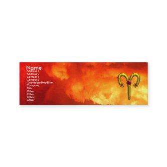 ARIES GOLD ZODIAC SIGN JEWEL ,Yellow Red Flames Mini