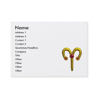 ARIES / GOLD ZODIAC SIGN,Red Ruby Gem, White