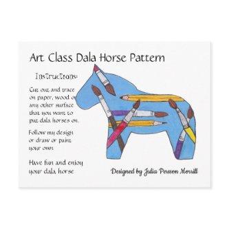 Art Class Dala Horse Pattern to Share Holiday Postcard