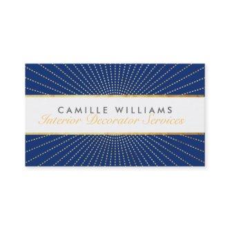 ART DECO elegant gold sunburst pattern navy blue