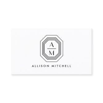 Art Deco Stacked Monogram Logo Black/White