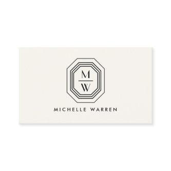 Art Deco Stacked Monogram Logo  on Ivory