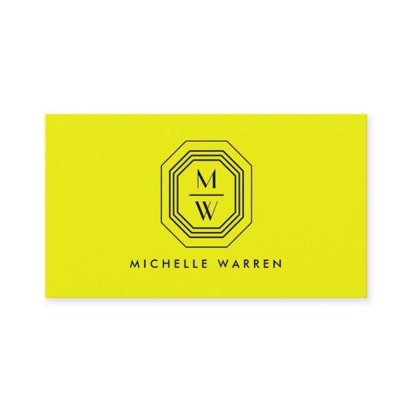 Art Deco Stacked Monogram Logo on Neon Yellow
