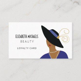 Art Deco Woman in Hat Beauty or Cosmetic Marketing Loyalty Card