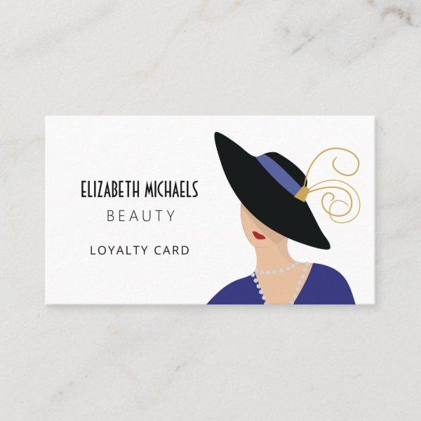 Art Deco Woman in Hat Beauty or Cosmetic Marketing Loyalty Card