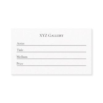 Art Gallery Exhibition Label Card Template