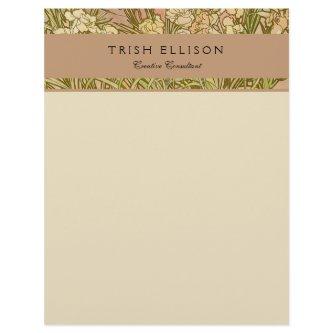 Art Nouveau Alfonse Mucha Floral carnation flowers Letterhead