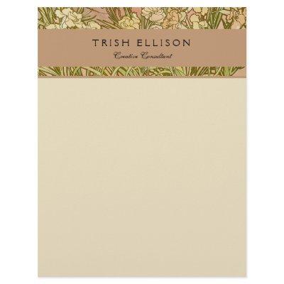 Art Nouveau Alfonse Mucha Floral carnation flowers Letterhead